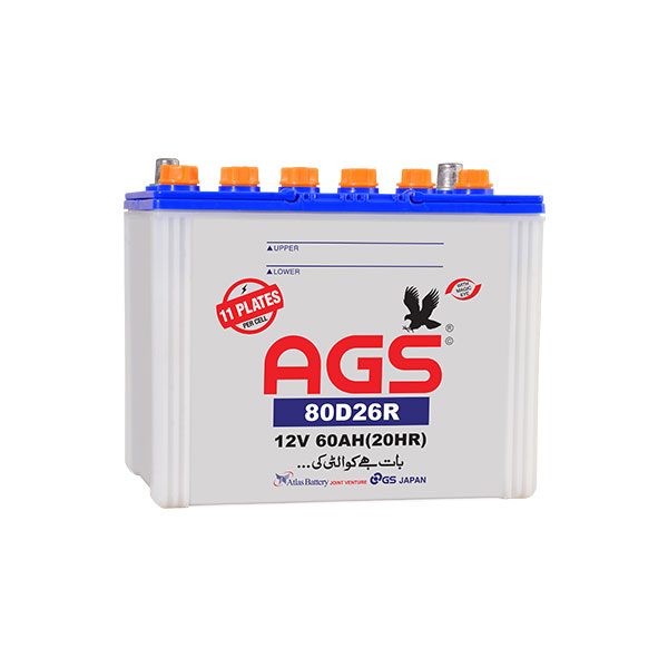 AGS 80D26R 11 plates 60AH battery, ags battery